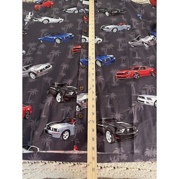 David Carey Originals Mustang Print Button-Up Short Sleeve Shirt Men's sz XL blk - Picture 5 of 14